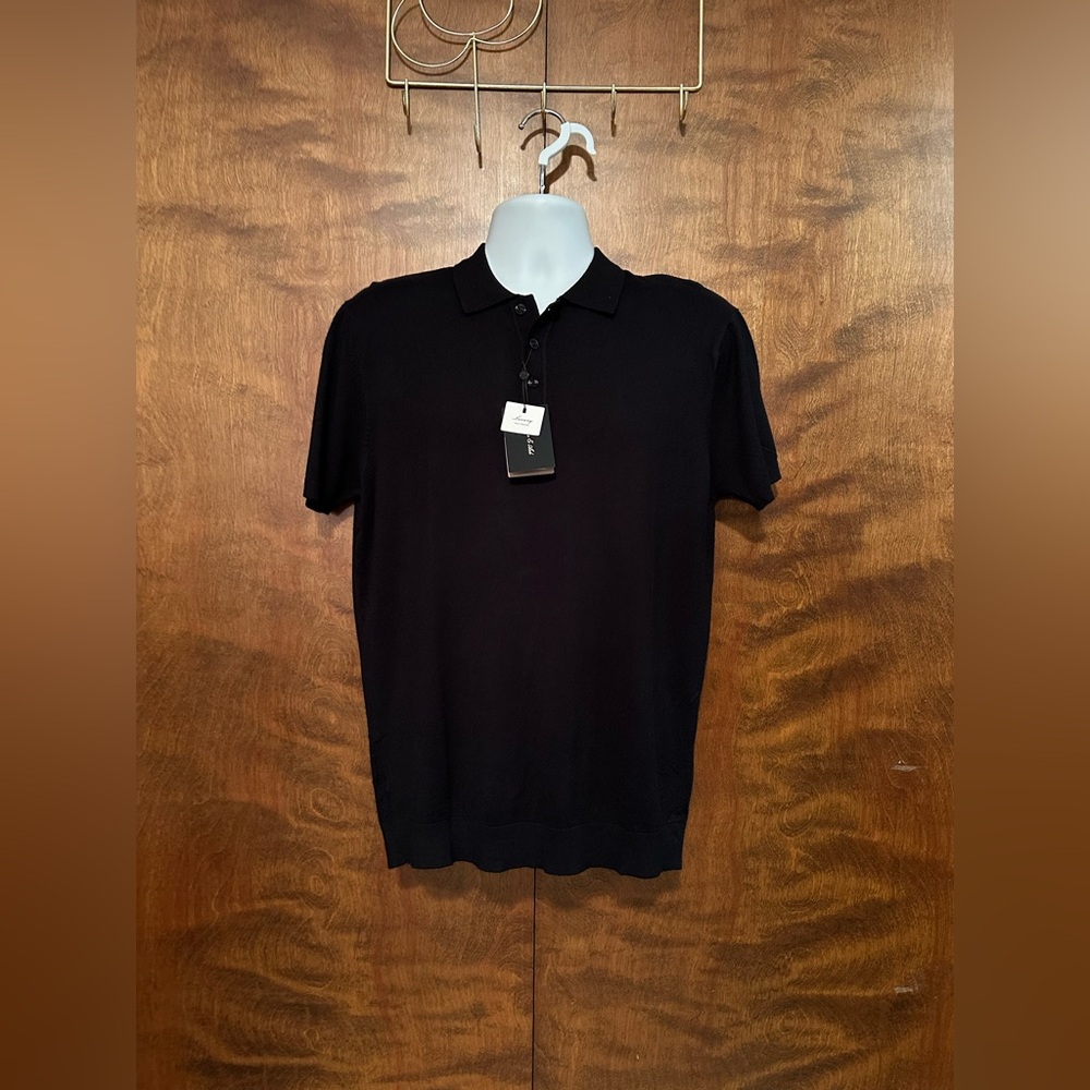 Porter & Ash Short Sleeve Fall Polo Sweater Mens XL Black Pullover Shirt Viscose